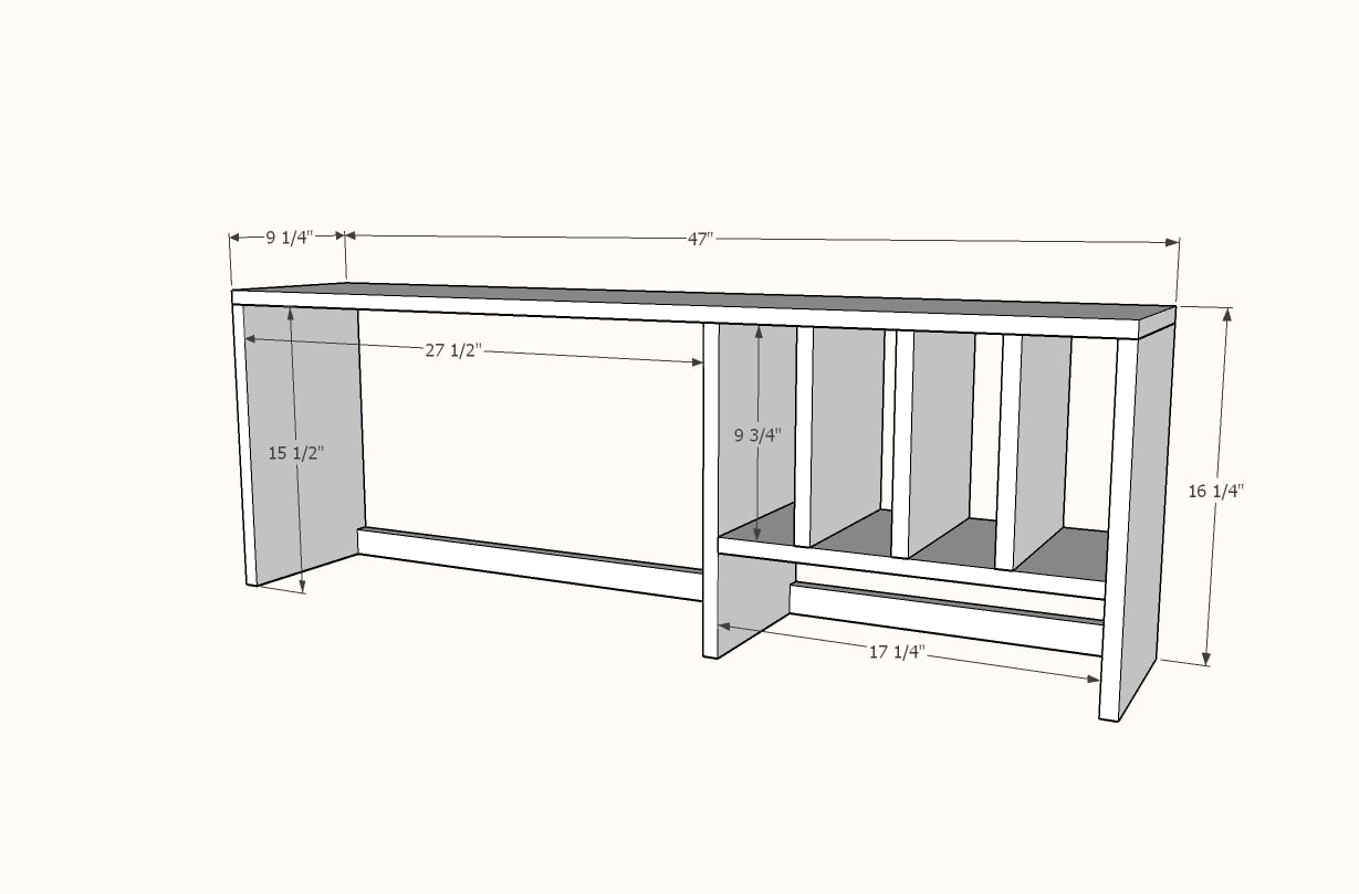 Desk Hutch for File Cubby Base Desk with Drawers Ana White